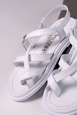 White leather low heel toe buckle sandals  4206174 photo №2