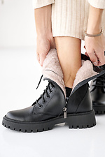 Women's leather winter boots black  2505175 photo №10