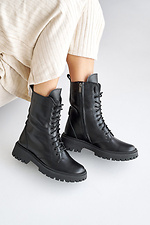 Damskie skórzane buty zimowe w kolorze czarnym  2505175 zdjęcie №12