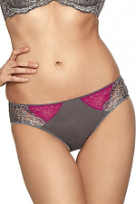 Сірі трусики заниженою посадки з рожевим мереживом Kinga 4024175 фото №1