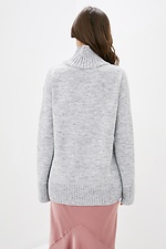 Серый шерстяной свитер оверсайз с высоким горлом  4038175 фото №3