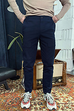 Коттоновые брюки карго зауженные синего цвета GEN 8000175 фото №1
