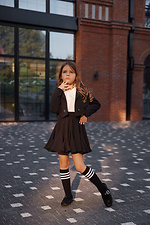 Children's black high knee socks with white stripes M-SOCKS 2040176 photo №4