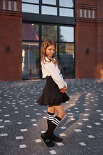 Children's black high knee socks with white stripes M-SOCKS 2040176 photo №6