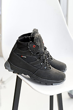 Teenage leather winter boots black  2505176 photo №1