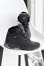 Skórzane, młodzieżowe buty zimowe w kolorze czarnym  2505176 zdjęcie №2