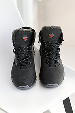 Skórzane, młodzieżowe buty zimowe w kolorze czarnym  2505176 zdjęcie №3