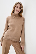 Beige wool turtleneck sweater with dropped shoulders  4038176 photo №1