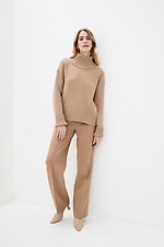 Beige wool turtleneck sweater with dropped shoulders  4038176 photo №2