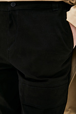 Коттоновые брюки карго зауженные черного цвета GEN 8000176 фото №4