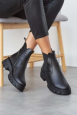 Black winter leather chelsea boots  8019176 photo №1