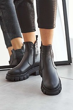 Black winter leather chelsea boots  8019176 photo №3