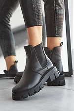 Black winter leather chelsea boots  8019176 photo №4