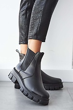 Black winter leather chelsea boots  8019176 photo №6