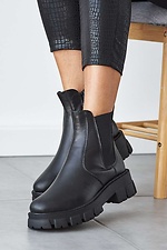 Black winter leather chelsea boots  8019176 photo №7