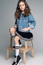 Children's white high knee socks with black stripes M-SOCKS 2040177 photo №1