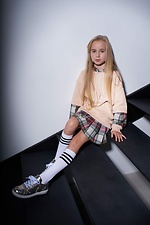 Children's white high knee socks with black stripes M-SOCKS 2040177 photo №4
