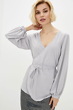 Gray blouse 1002 with long puffed sleeves Garne 3038177 photo №1
