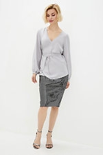 Gray blouse 1002 with long puffed sleeves Garne 3038177 photo №2
