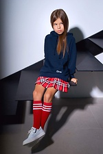 Children's red knee high socks with white stripes M-SOCKS 2040178 photo №2