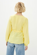 Желтая блуза 1002 на запАх под пояс с длинными рукавами-фонариками Garne 3038178 фото №3
