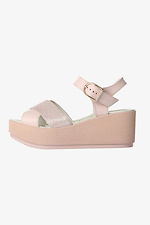 Glitter-coated leather sandals with straps and platform  4205178 photo №1