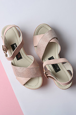 Glitter-coated leather sandals with straps and platform  4205178 photo №4