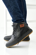 Мужские кожаные ботинки зимние черные  2505179 фото №1