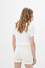 Летние коттоновые шорты белого цвета  4009179 фото №3