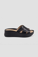Schwarze Leder-Flip-Flops - Flip-Flops mit niedrigem Absatz 4207179 Foto №1