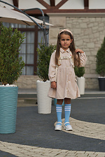 Children's blue high knee socks with white stripes M-SOCKS 2040180 photo №1