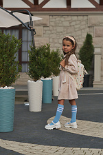 Children's blue high knee socks with white stripes M-SOCKS 2040180 photo №3