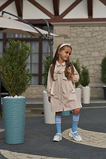 Children's blue high knee socks with white stripes M-SOCKS 2040180 photo №5
