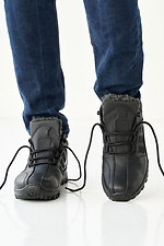 Męskie skórzane sneakersy zimowe w kolorze czarnym  2505180 zdjęcie №2