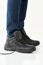 Męskie skórzane sneakersy zimowe w kolorze czarnym  2505180 zdjęcie №3