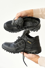 Męskie skórzane sneakersy zimowe w kolorze czarnym  2505180 zdjęcie №5