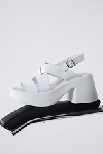 Women's White Leather Wedge Sandals  4206180 photo №1