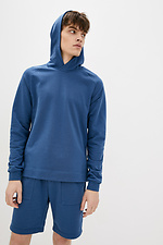 Blaues Baumwoll-Sweatshirt mit Kapuze GEN 8000181 Foto №1