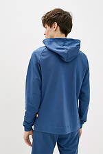 Blaues Baumwoll-Sweatshirt mit Kapuze GEN 8000181 Foto №3