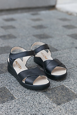Leather black wedge sandals  4206182 photo №4