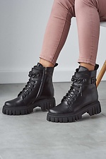 Black winter boots made of genuine leather with tractor soles  8019182 photo №2