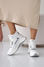 Damen-Wintersneaker aus Leder, weiß und grau.  2505183 Foto №10