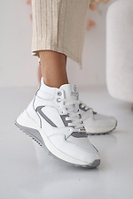 Damen-Wintersneaker aus Leder, weiß und grau.  2505183 Foto №11