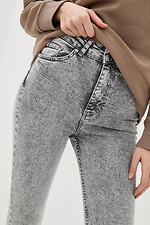 Szare jeansy skinny ze stretchem z wysokim stanem  4009183 zdjęcie №4
