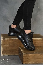Зимние кожаные кроссовки черного цвета на шнурках 8019183 фото №3