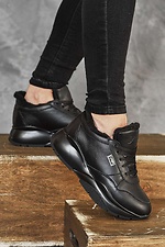 Зимние кожаные кроссовки черного цвета на шнурках 8019183 фото №4