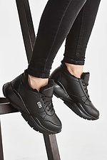 Зимние кожаные кроссовки черного цвета на шнурках 8019183 фото №5