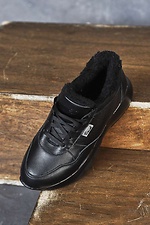 Зимние кожаные кроссовки черного цвета на шнурках 8019183 фото №7