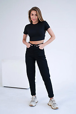 Halbtaillierte Damenhose MOM COTON TWILL Schwarz Teamv 8034183 Foto №2