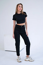 Halbtaillierte Damenhose MOM COTON TWILL Schwarz Teamv 8034183 Foto №3